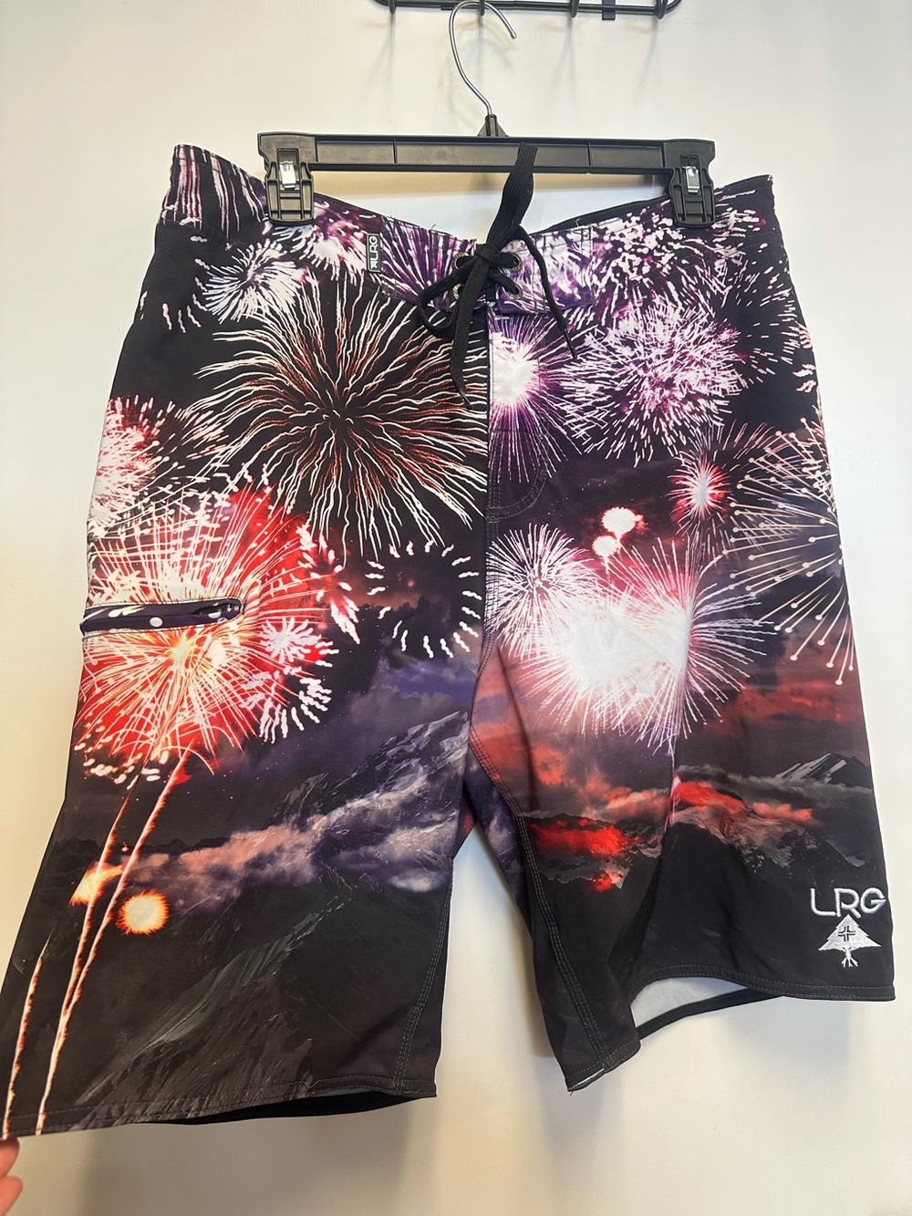 LRG Men’s Fireworks Print Hybrid Shorts - Black/Red/Purple